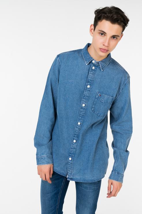фото Джинсовая рубашка мужская tommy jeans dm0dm05206 синяя 48