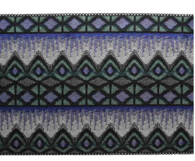 

Кружево эластичное, цвет: черный, синий, 18,5 см x 10 м, арт. 69Р