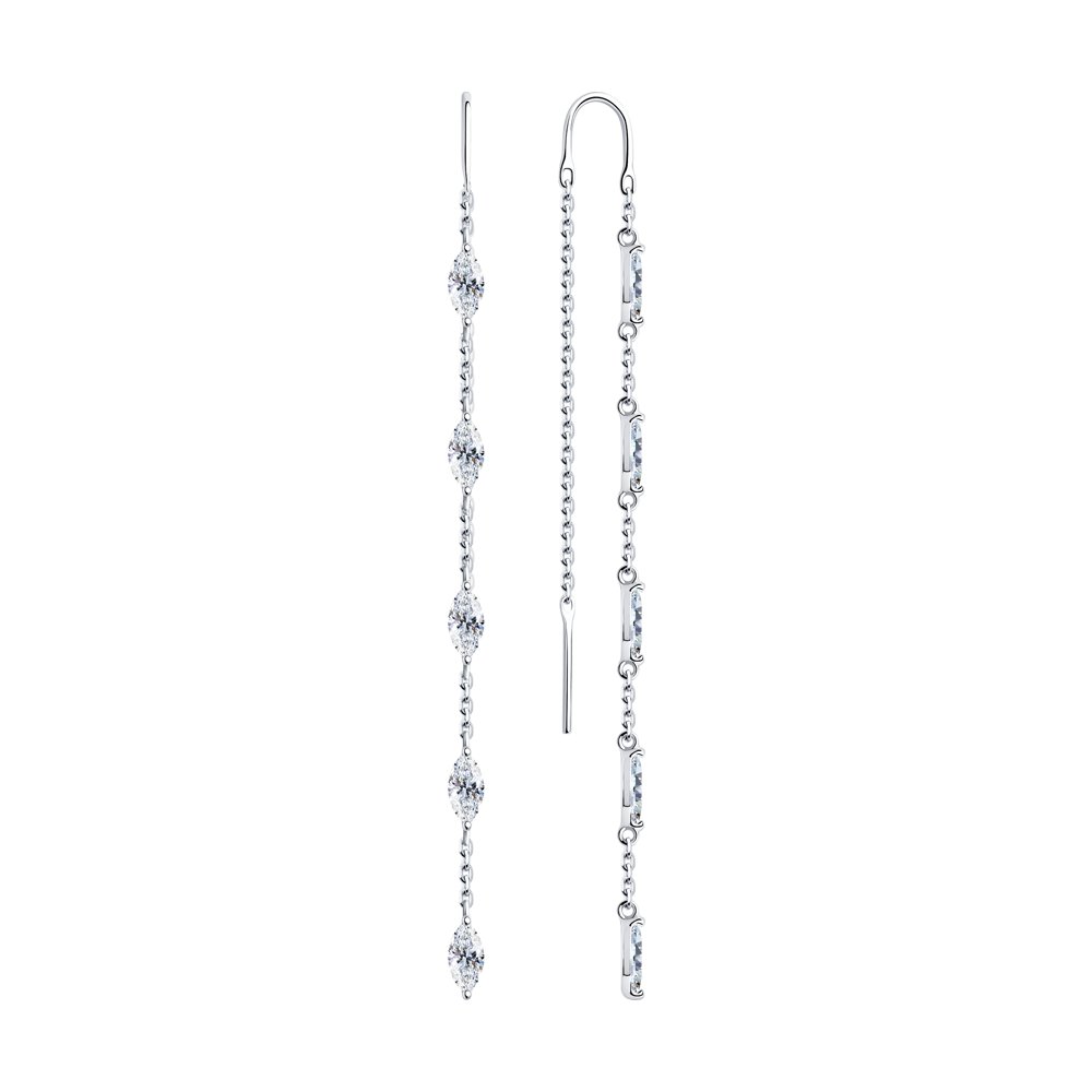 

Серьги продевки из серебра SOKOLOV 94024238, фианит, 94024238