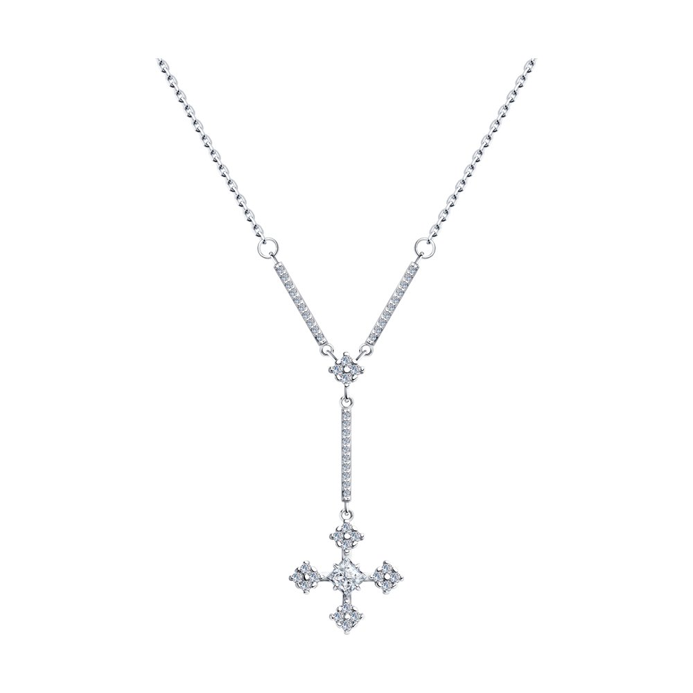 

Колье-галстук из серебра с фианитами 45 см SKLV 94070296, 94070296