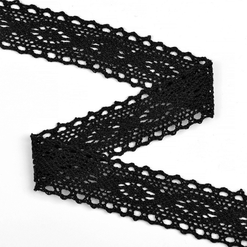 

Кружево хлопковое KRUZHEVO 27мм уп.10м, Черный, koll32