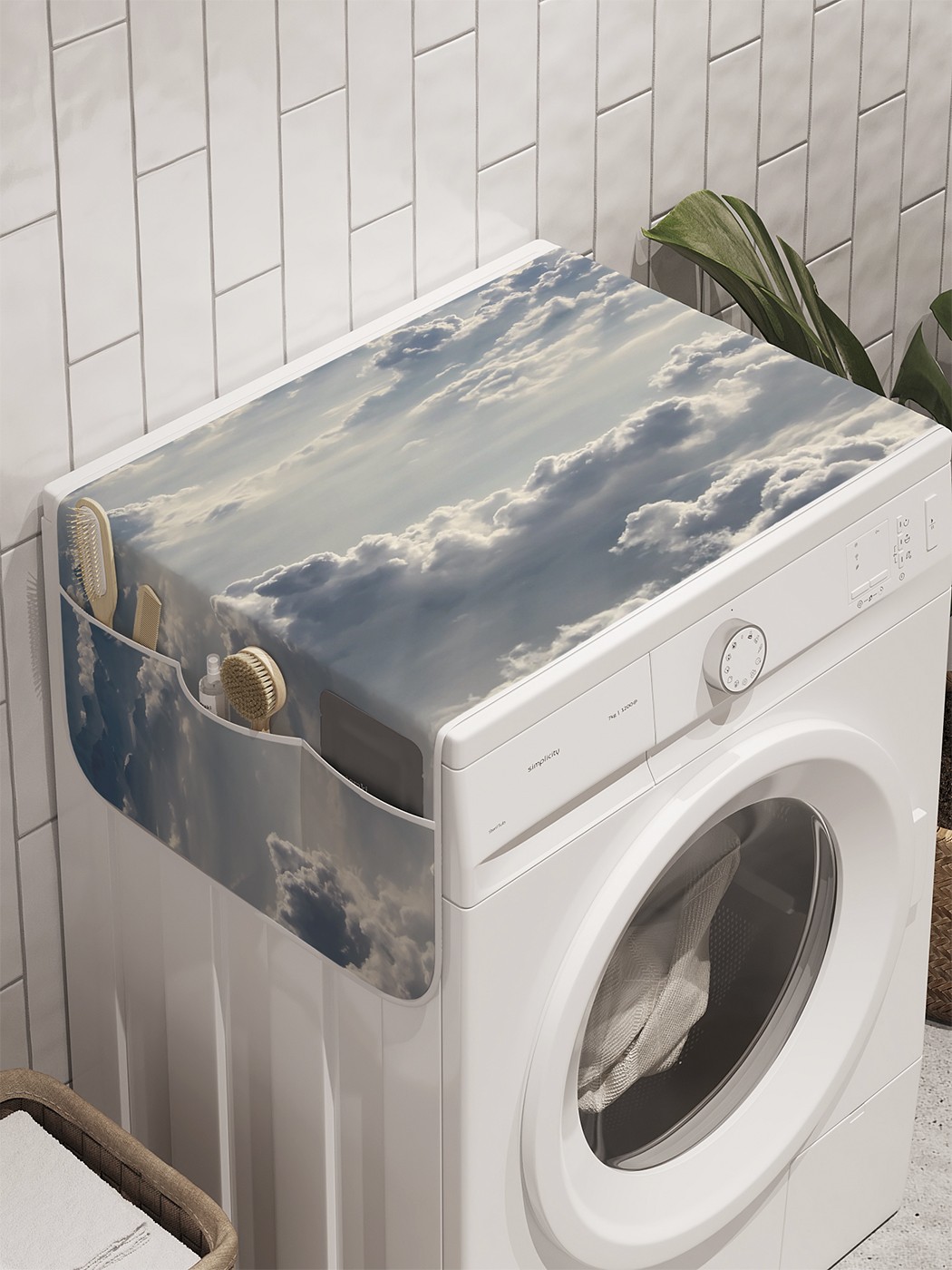 фото Органайзер "густая облачность" на стиральную машину, 45x120 см ambesonne