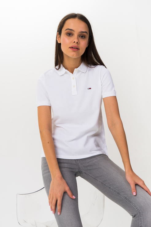 

Футболка-поло женская Tommy Jeans DW0DW07641 белая S, DW0DW07641