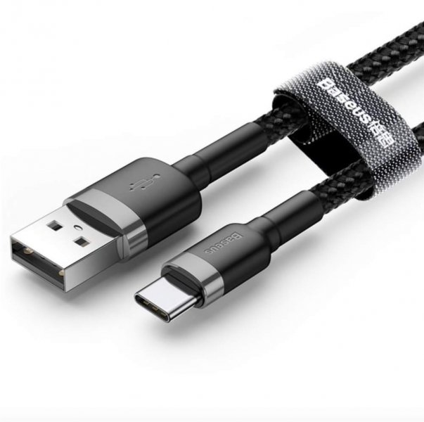 фото Кабель usb-type-c baseus cafule gray/black 0.5m