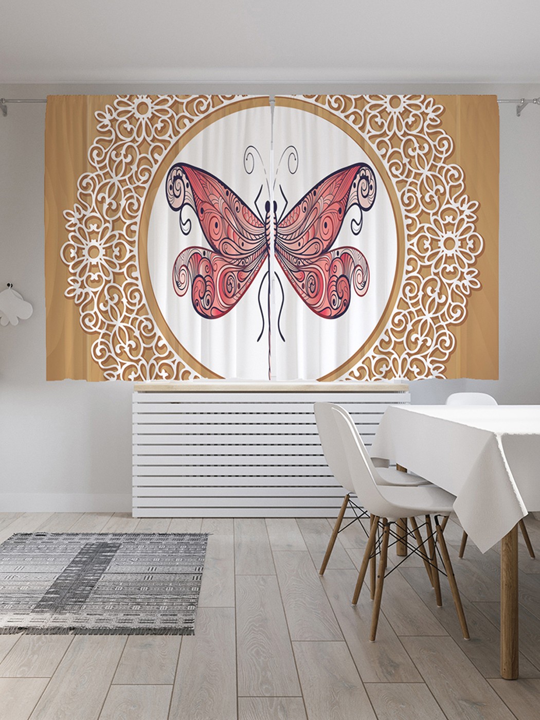 фото Шторы под лён «настенная бабочка», серия oxford delux, 290х180 см joyarty