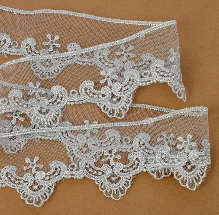 

Кружево на жесткой сетке "Exclusive", 52 мм х 13,71 м, цвет: E1015 серый, арт. TBY.2L476F.