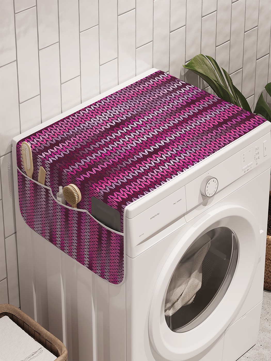 фото Органайзер "цветные помехи" на стиральную машину, 45x120 см ambesonne