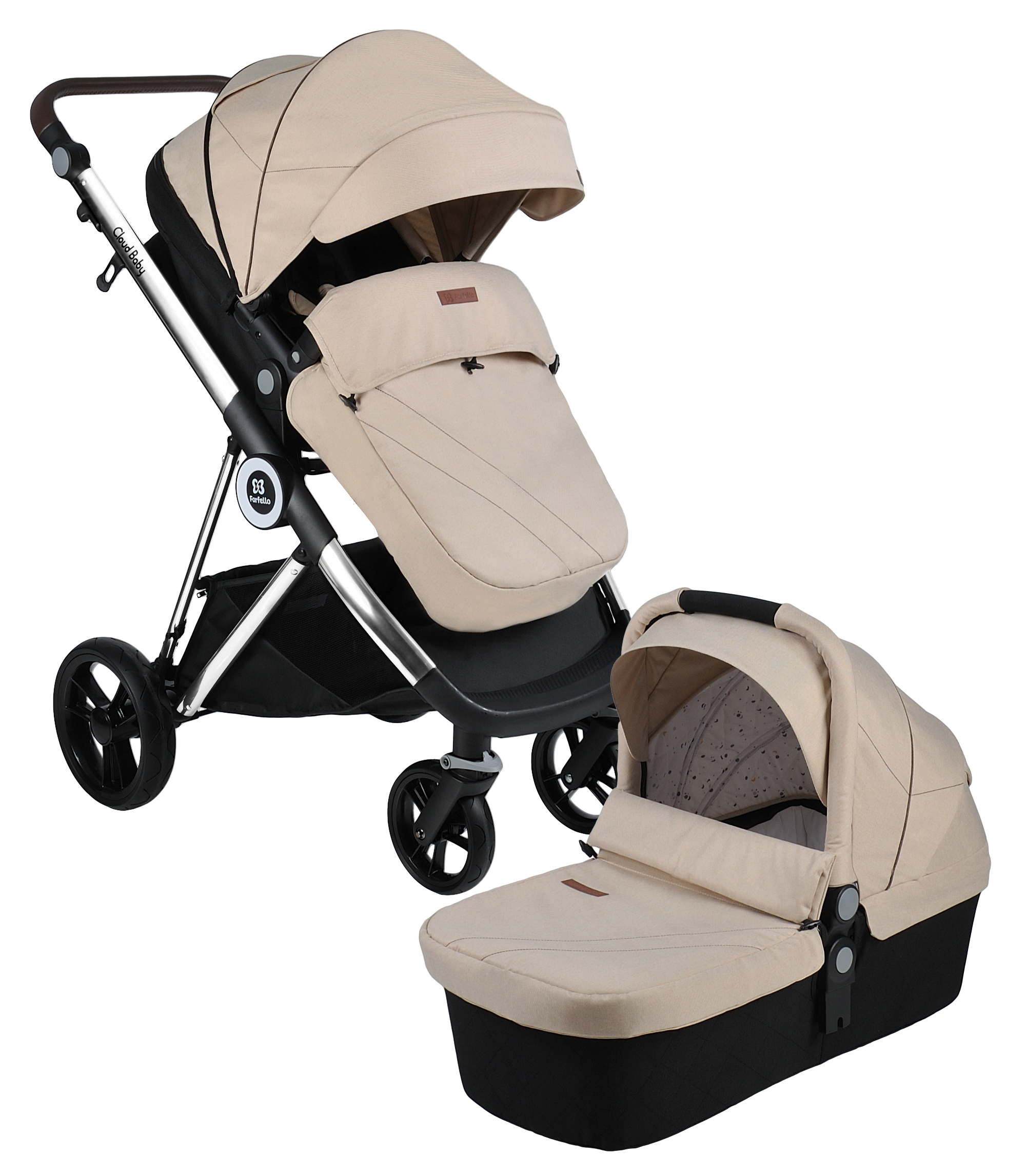 

Коляска модульная 2 в 1 Farfello Cloud Baby CB бежевый CB-22, Cloud Baby