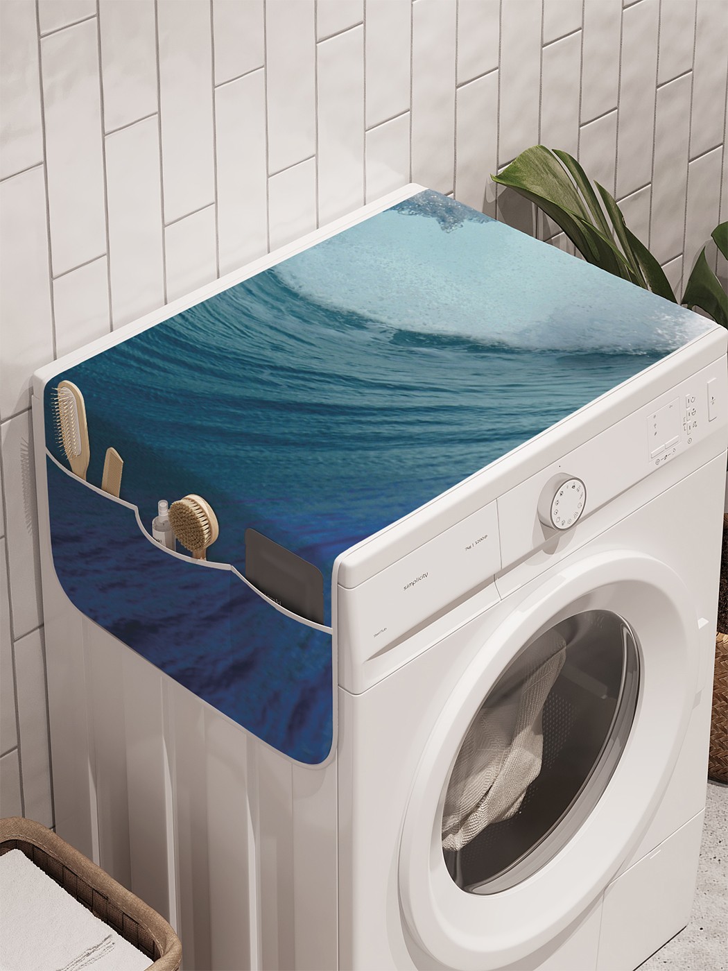 фото Органайзер "эпицентр волны" на стиральную машину, 45x120 см ambesonne