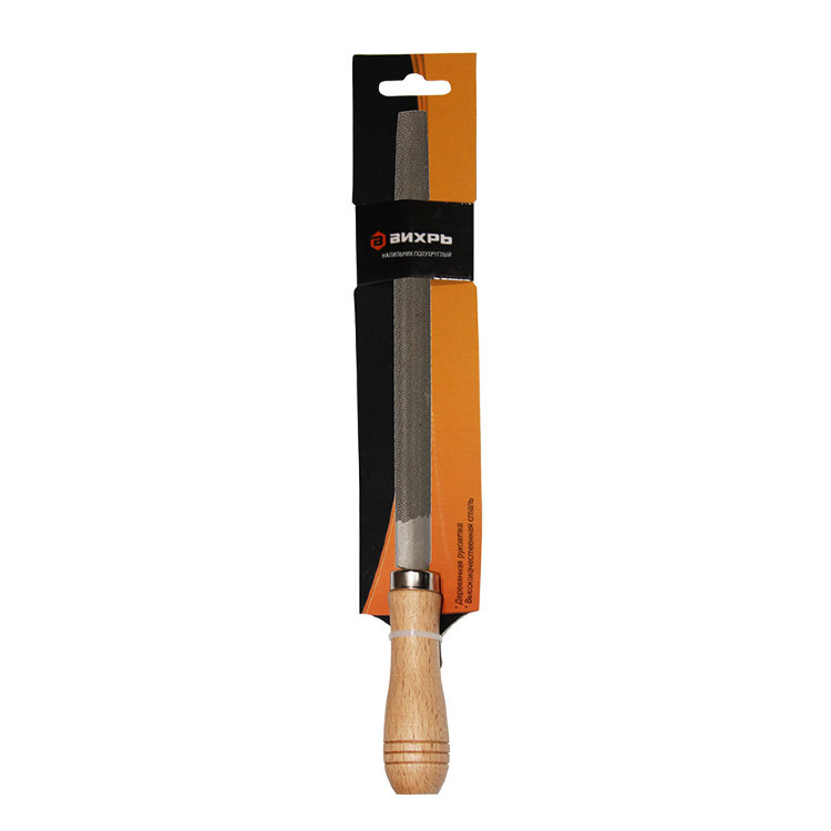 Напильник Вихрь 200 мм, полукруглый, деревянная рукоятка напильник вихрь с трехгранным лезвием 200 мм
