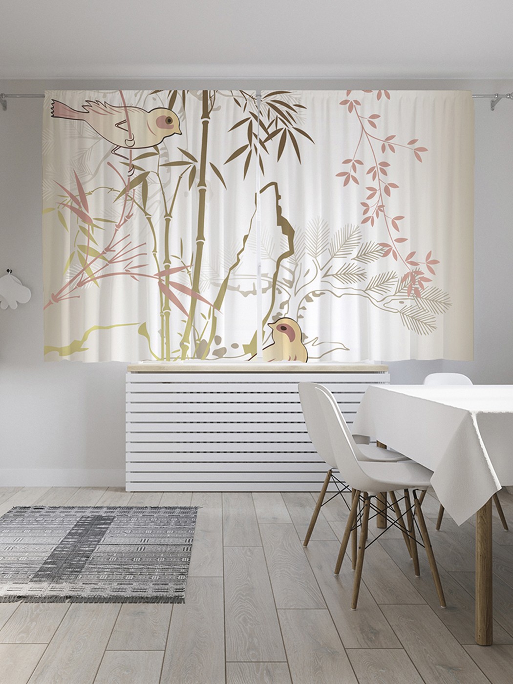 

Шторы под лён «Птицы на ветках», серия Oxford DeLux, 290х180 см