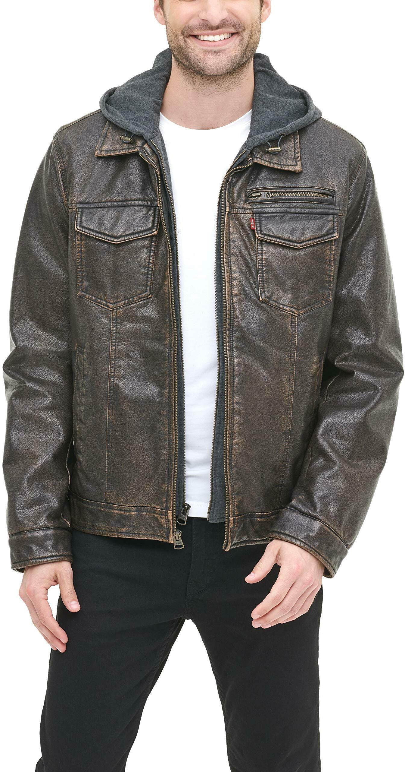 Кожаная куртка мужская Levi's LM6RU027-DBR коричневая L