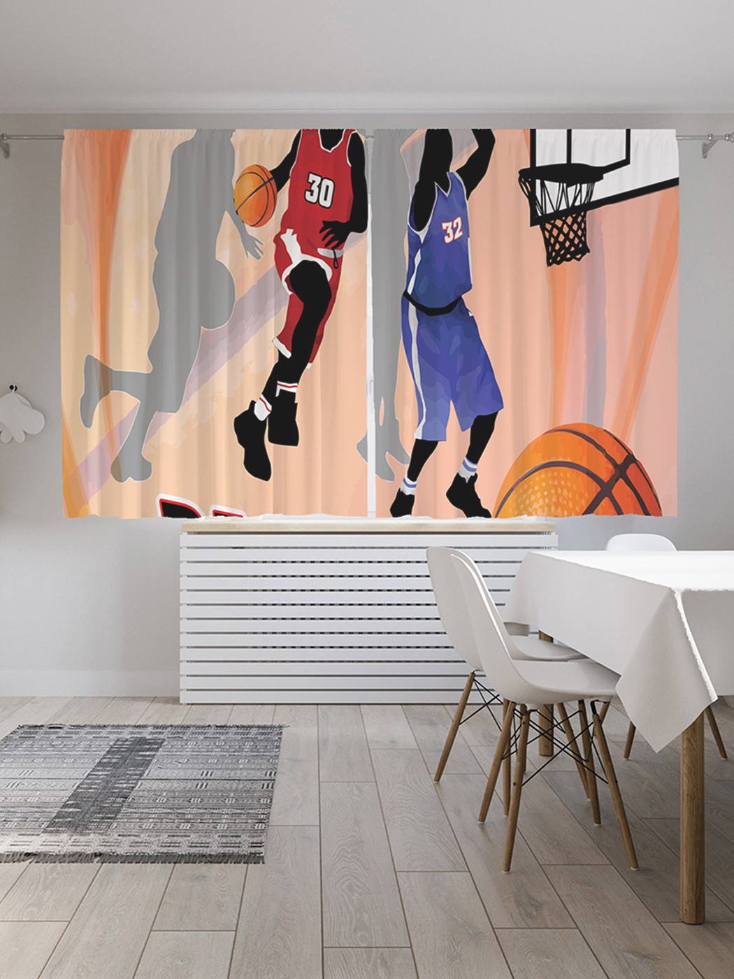 фото Шторы под лён «баскетбольный матч», серия oxford delux, 290х180 см joyarty