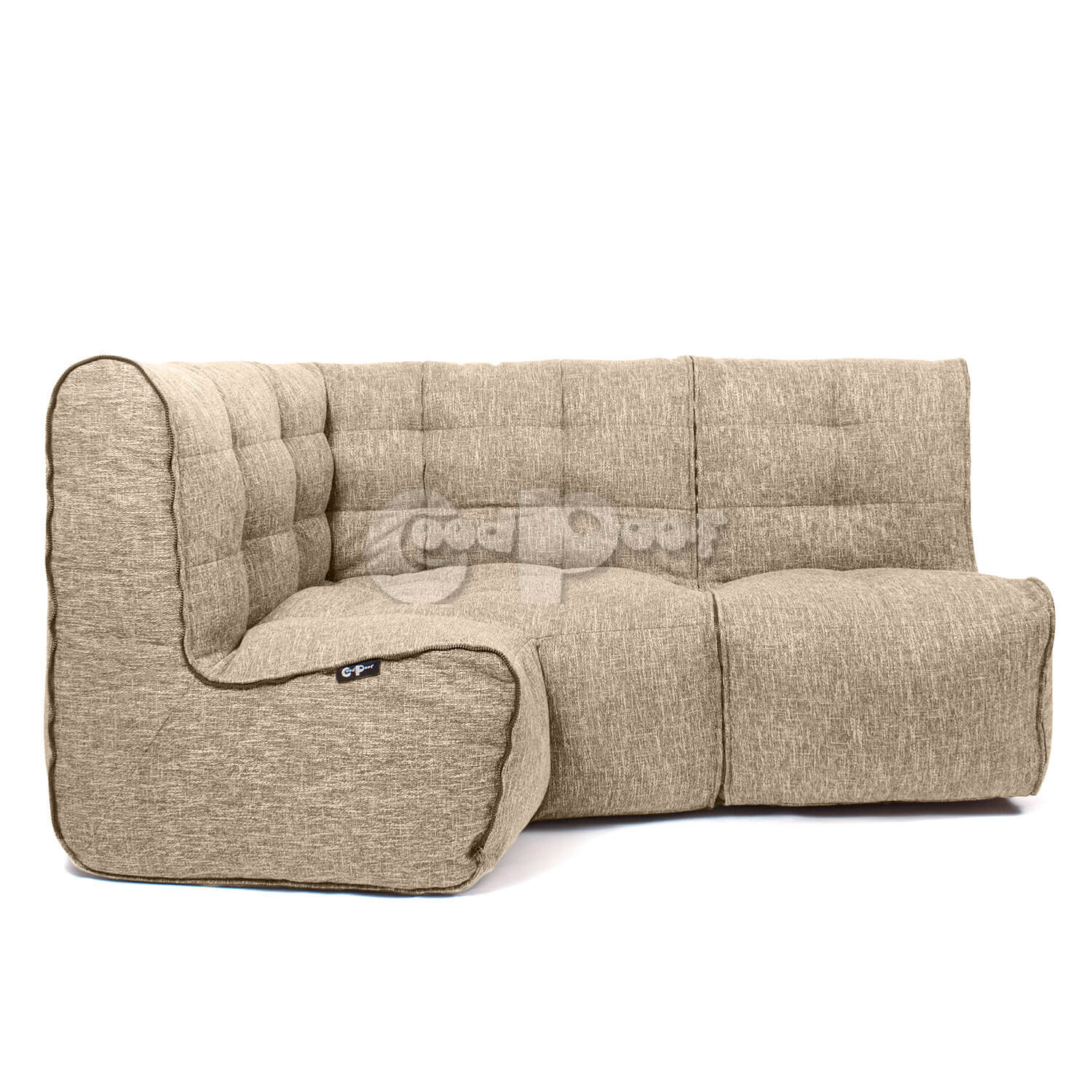 фото Бескаркасный модульный диван goodpoof мод l-i one size, рогожка, beige yarn