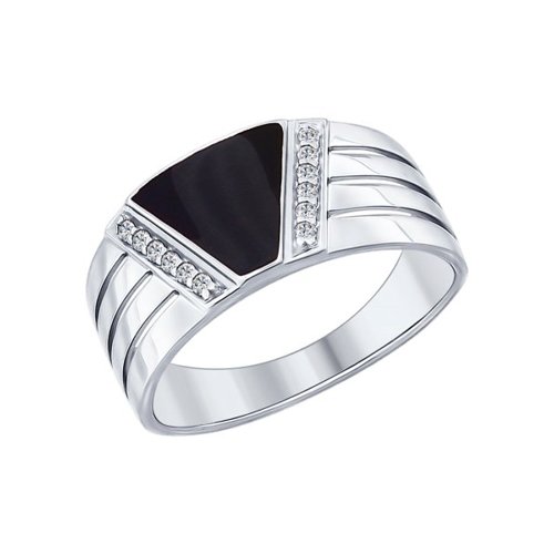 

Кольцо из серебра р.  SOKOLOV 94012005, фианит\эмаль, 94012005