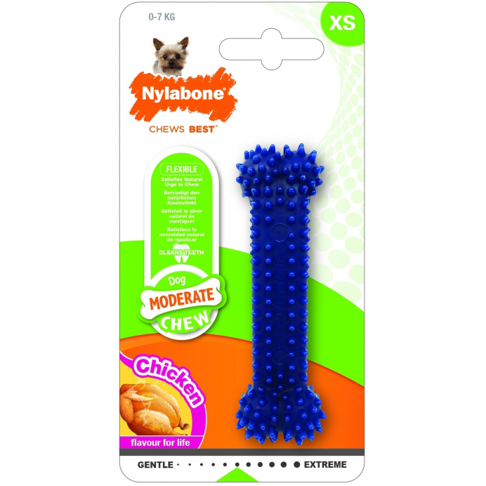 фото Игрушка для собак nylabone косточка dental умеренно жесткая с ароматом курицы xs