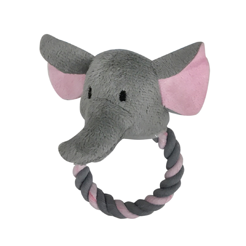 

Игрушка для собак CHOMPER Mini Plush Слон с кольцом из каната и пищалкой 12 см
