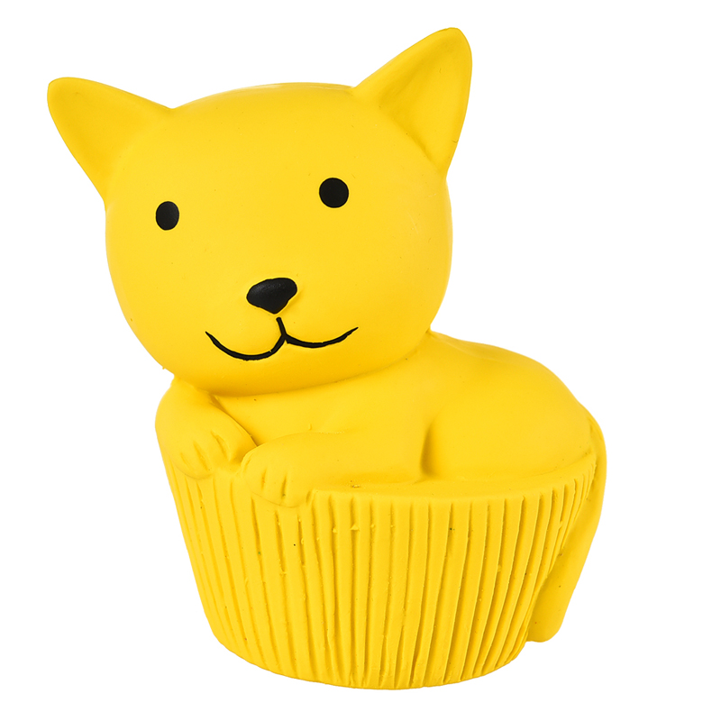 фото Игрушка для собак foxie котенок с пищалкой 11см латекс желтый
