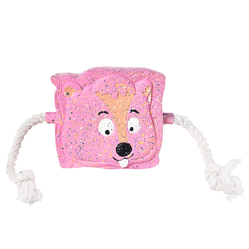 фото Игрушка для собак foxie тост с пищалкой и канатами 11см латекс розовый