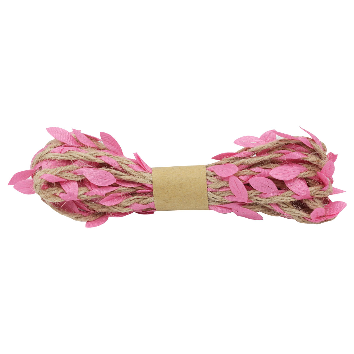 фото Декоративная веревка с листиками, 3м. розовый айрис