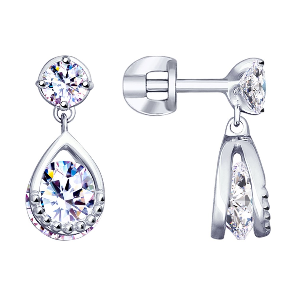 

Серьги подвески из серебра SOKOLOV 94023189, фианит, 94023189