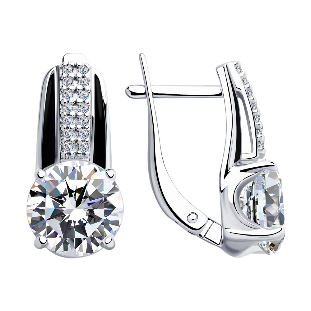 

Серьги женские из серебра SOKOLOV 94023436, фианит/эмаль, 94023436