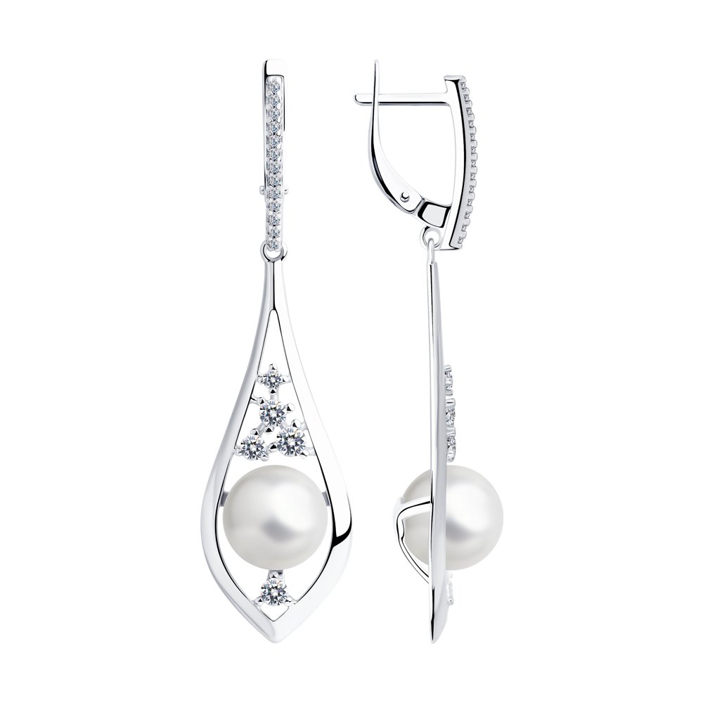 

Серьги женские из серебра SOKOLOV 94023505, фианит/жемчуг, 94023505