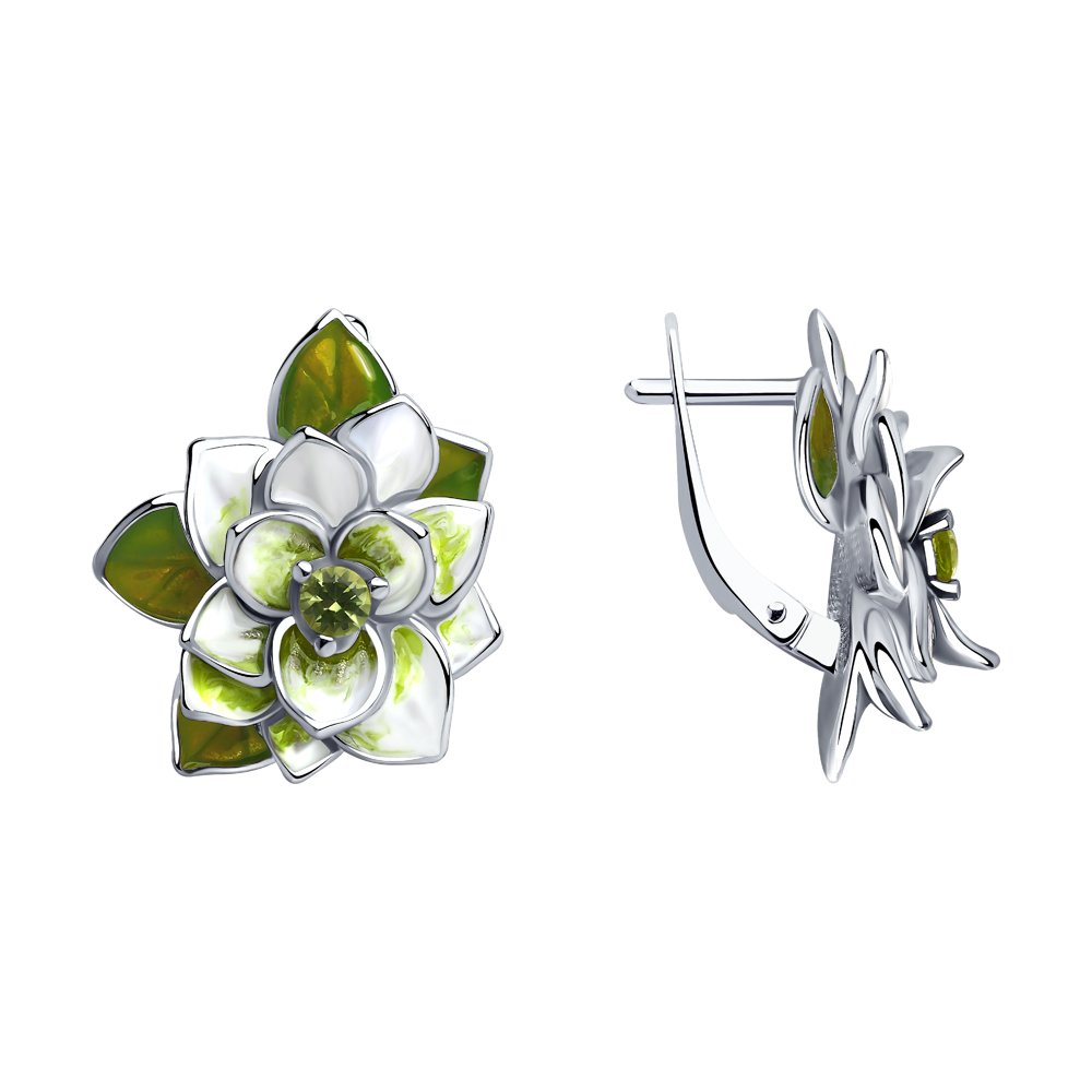 

Серьги из серебра SOKOLOV 94023514, фианит/эмаль, 94023514