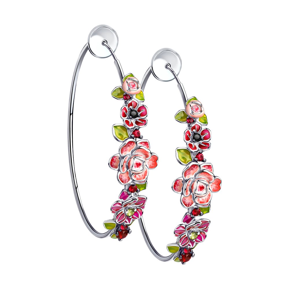 

Серьги женские из серебра SOKOLOV 94023589, корунд/фианит/эмаль, 94023589