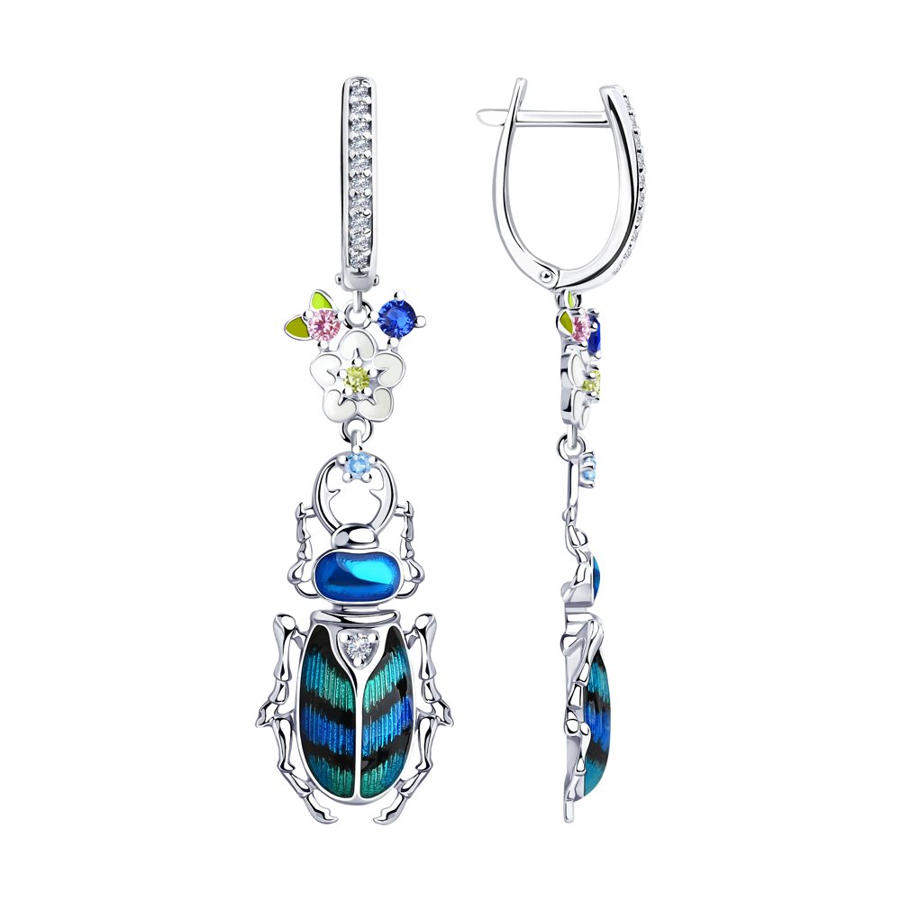 

Серьги женские из серебра SOKOLOV 94023617, фианит/эмаль, 94023617