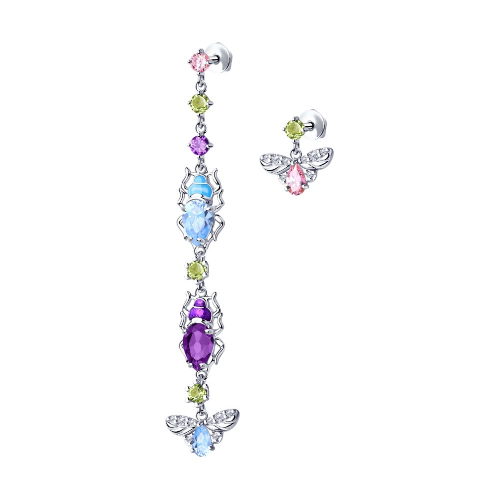 

Серьги женские из серебра SOKOLOV 94023643, фианит/эмаль, 94023643