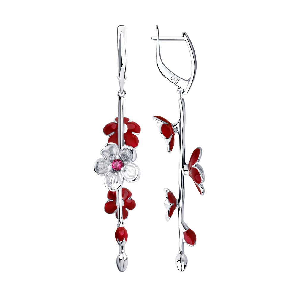 

Серьги женские из серебра SOKOLOV 94023690, корунд/эмаль, 94023690