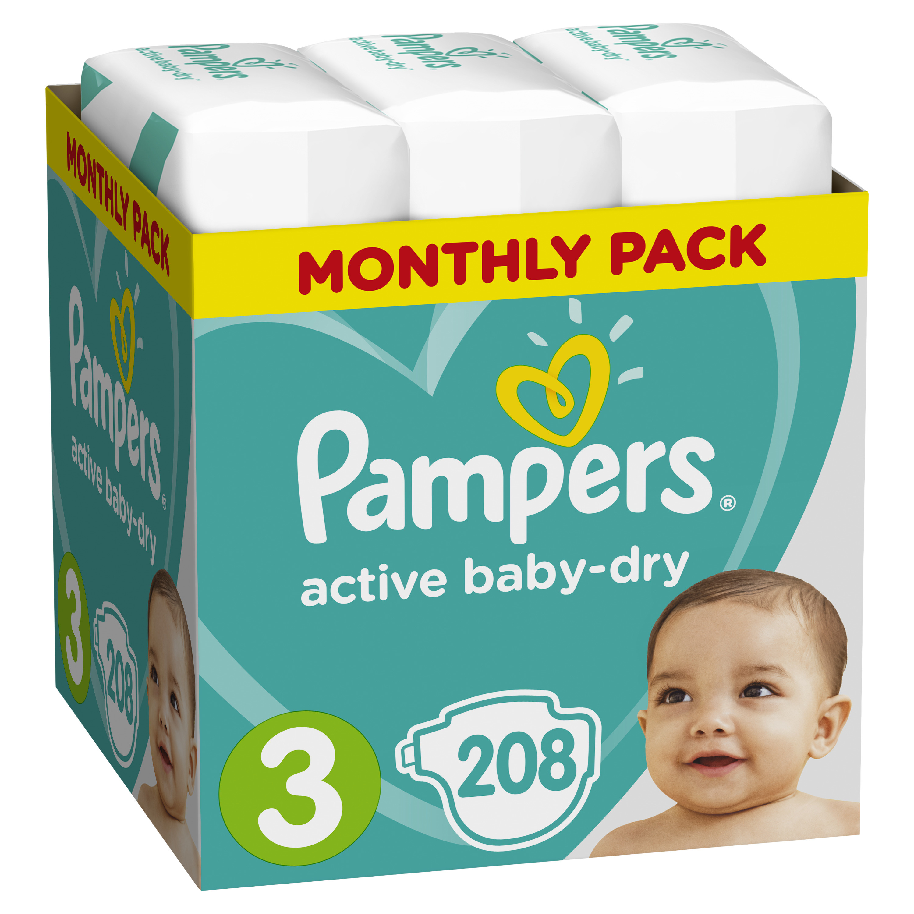 фото Подгузники pampers active baby-dry midi 6-10 кг, 208 шт.