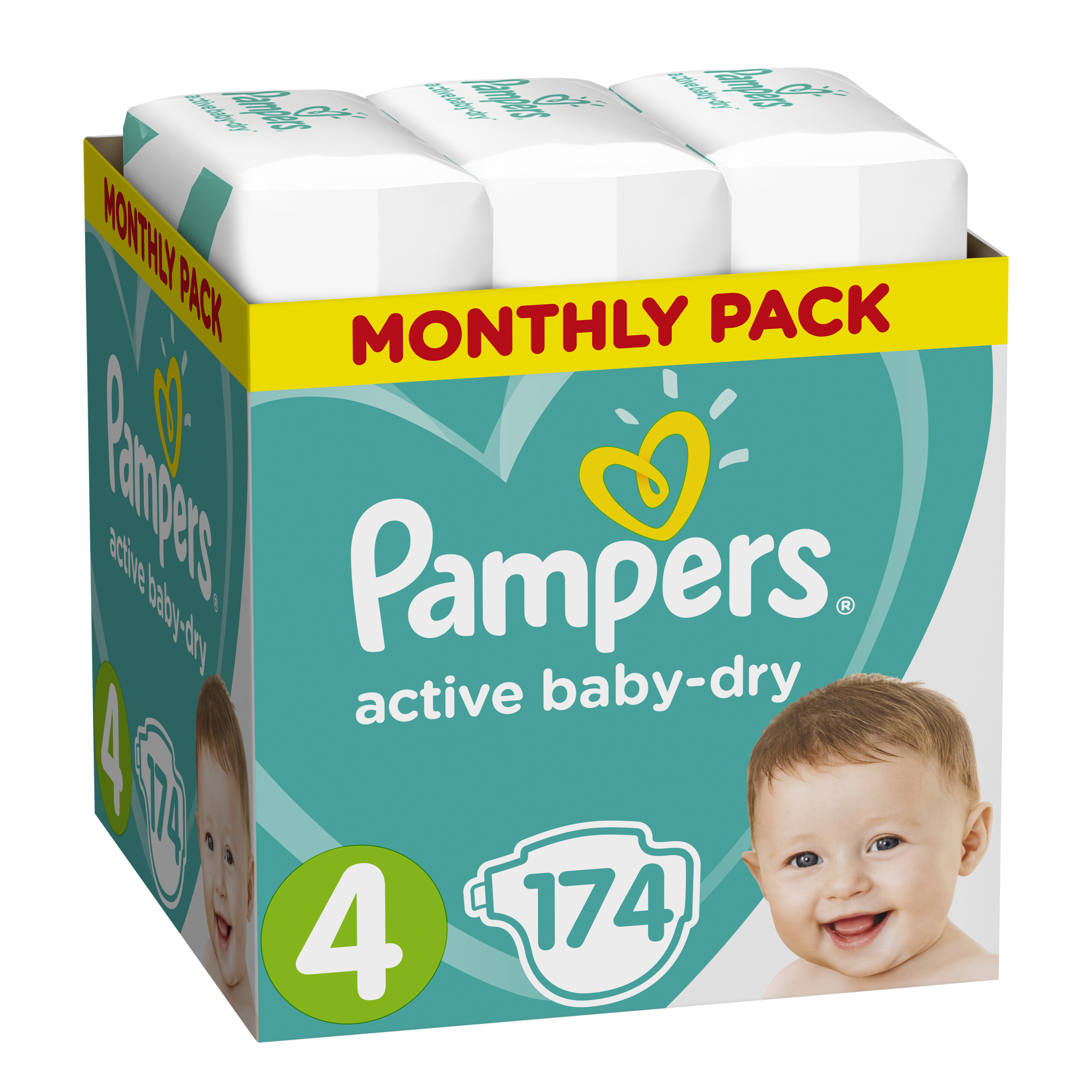 фото Подгузники pampers active baby-dry maxi (8-14 кг), 174 шт.