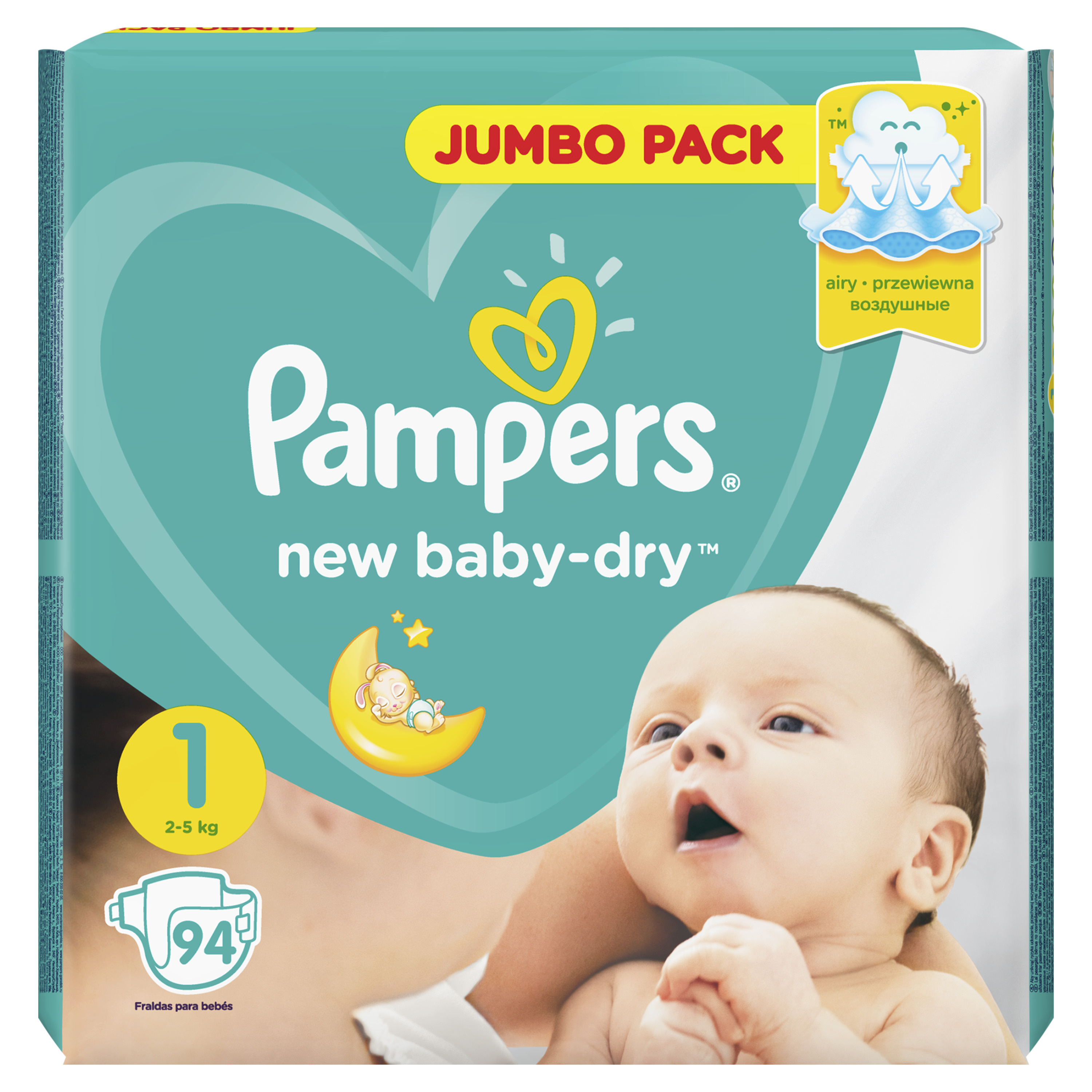 фото Подгузники для новорожденных pampers new baby-dry newborn (2-5 кг), 94 шт.