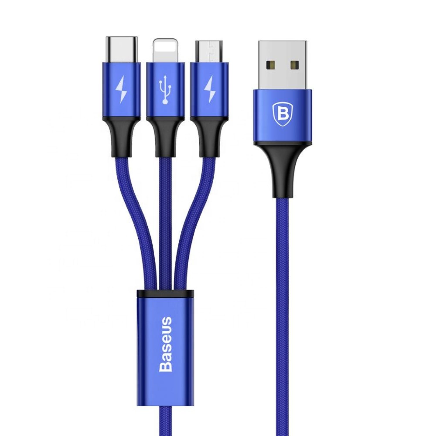 фото Кабель multi usb-ip+micro+type-c baseus rapid dark blue 1.2m 3a