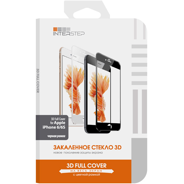 

Защитное стекло InterStep для iPhone 6 6s /3D на весь экран/черная рамка, IS-TG-IPH6PL3DB-000B202