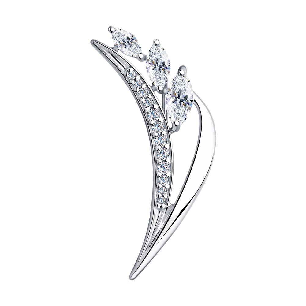 

Брошь из серебра Diamant 94-140-00669-1, фианит, 94-140-00669-1