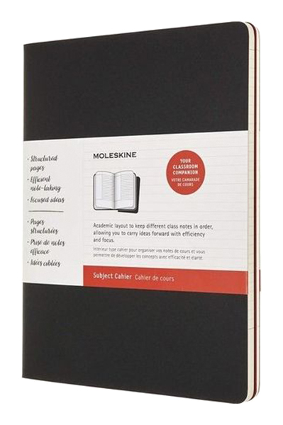 Блокнот Moleskine Cahier Subjectl A4, 192 страницы, в линейку, Черный/Красный