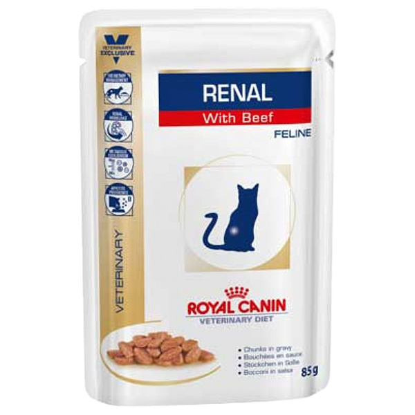 фото Влажный корм для кошек royal canin vet diet renal, говядина, 85г