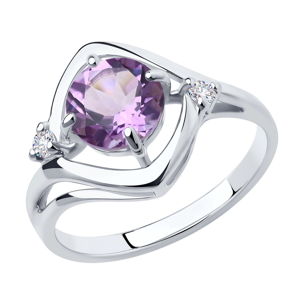 

Кольцо из серебра р.  Diamant 94-310-00603-2, аметист\фианит, 94-310-00603-2