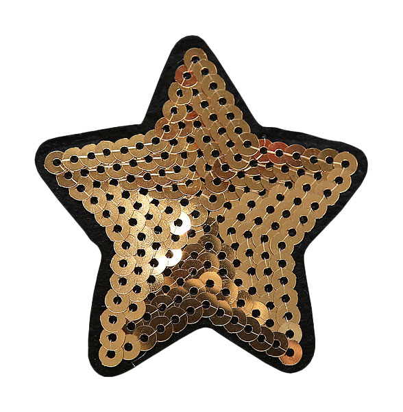 фото Термоаппликации с пайетками "звезда", 10 штук, 7х6 см, арт. tbt.тер.7.11 (количество товар маг