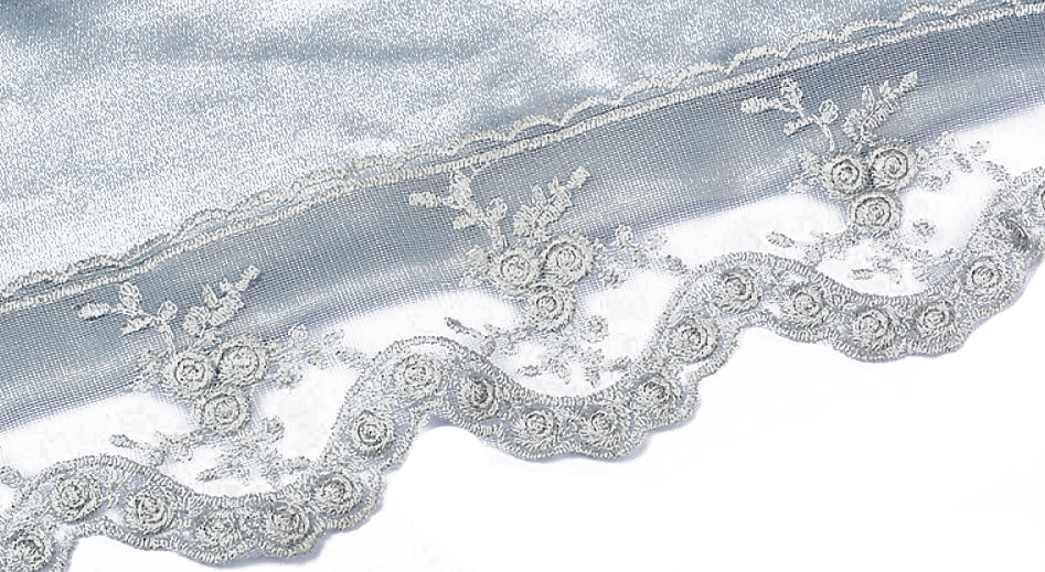 

Кружево на сетке, 70 мм x 27,4 м, цвет: серебро