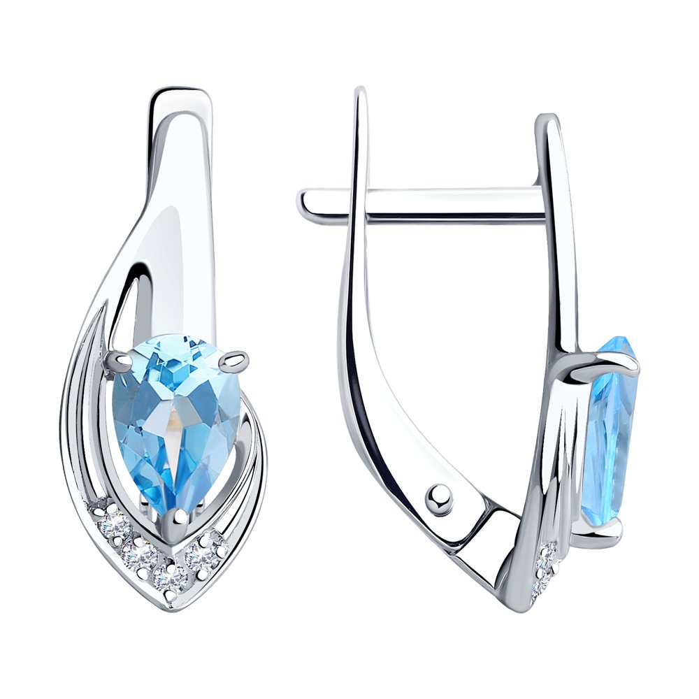 

Серьги женские из серебра Diamant 94-320-00550-1, топаз/фианит, 94-320-00550-1