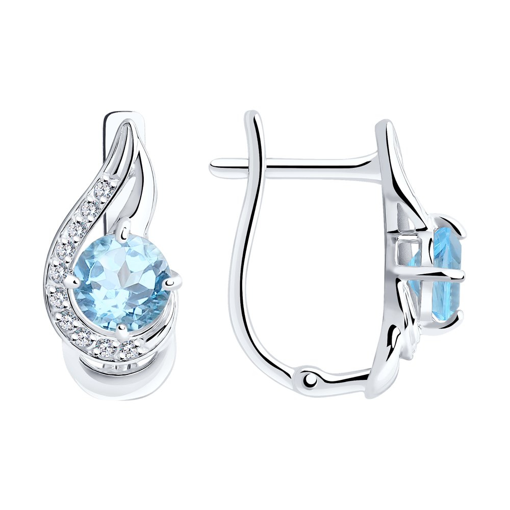 

Серьги женские из серебра Diamant 94-320-00555-1, топаз/фианит, 94-320-00555-1
