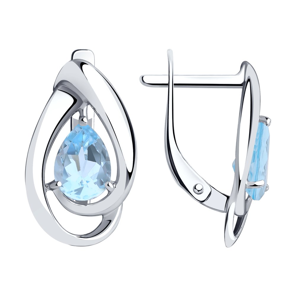 

Серьги женские из серебра Diamant 94-320-00594-1, топаз, 94-320-00594-1