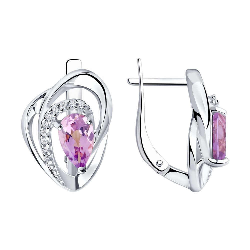

Серьги из серебра Diamant 94-320-00630-3, аметист/фианит, 94-320-00630-3