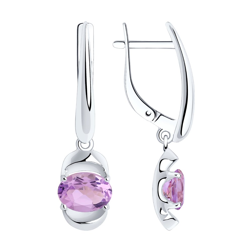 

Серьги женские из серебра Diamant 94-321-00760-2, аметист, 94-321-00760-2