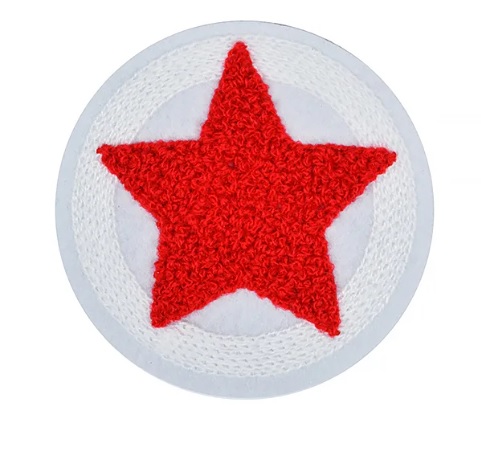 фото Аппликации пришивные "звезда", цвет: красный, 90 мм, 10 штук (количество товаров в комплек китай