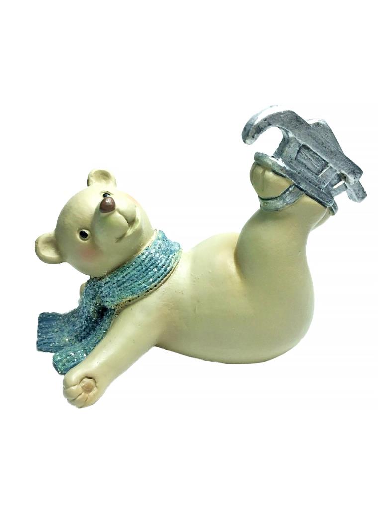 фото Декоративная фигурка мишка на коньках лежит арт.78717 феникс-презент